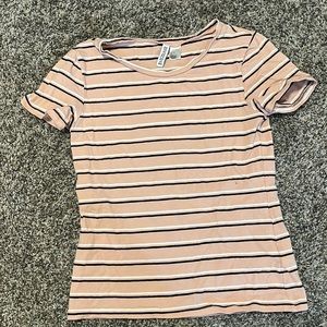 H&m divided basic striped pink shirt